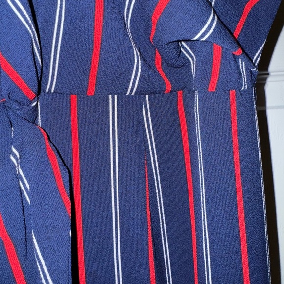 Monteau Blue and Red Tie Front Sleeveless Jumpsuit - Picture 6 of 13